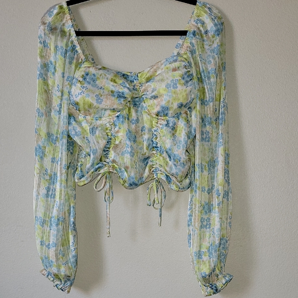 Madden NYC Floral Ruched Women's Top With Bra Cups